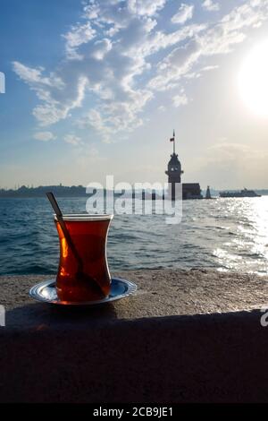 Istanbul Turkey - Turkish tea ( cay ) and cakes at a street cafe in ...