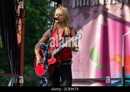 Michael Monroe on stage at Krapin Paja open-air concert in Tuusula, Finland Stock Photo