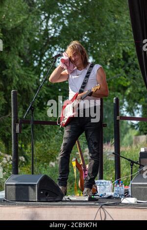 Costello Hautamäki on stage at Krapin Paja open-air concert in Tuusula, Finland Stock Photo