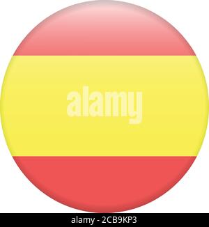 Round spain flag vector icon isolated. Spain flag button on white Stock Vector