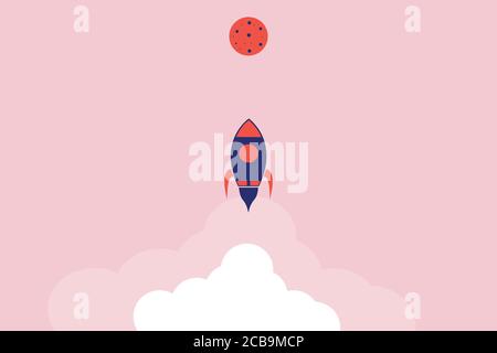 Business Start up launching product with rocket concept. Template and Background. Startup Concept. Stock Vector