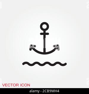 Anchor icon. Anchored flat vector icon for apps and websites Stock Vector