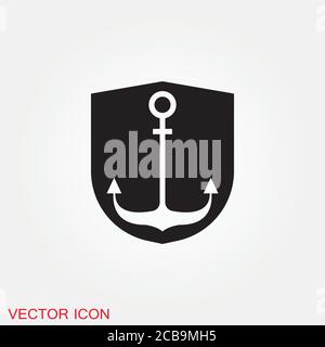 Anchor icon. Anchored flat vector icon for apps and websites Stock Vector