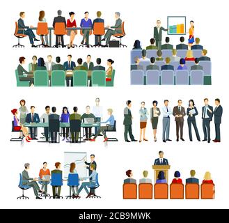 Presenting, lecture, collaboration, training course Stock Vector