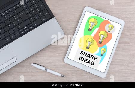 Share ideas concept shown on a digital tablet Stock Photo