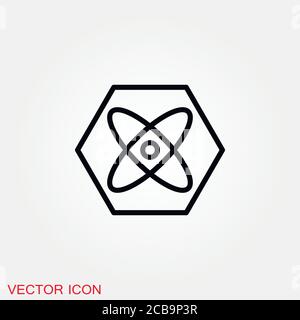Atom icon, black science fiction atom icon Stock Vector