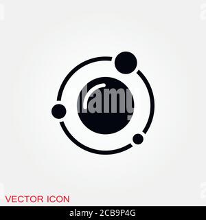 Atom icon, black science fiction atom icon Stock Vector