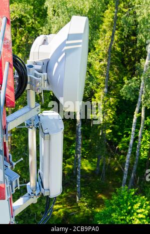 5G GSM LTE 4G mobile internet transmitters close-up. Concept for high speed 5G internet and GSM communication. Stock Photo