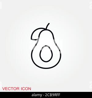 Avocado icon for web and mobile, modern minimalistic flat design. Stock Vector