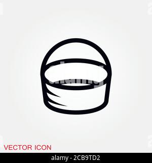 Basket icon, plate with spoon BBQ. Vector sign Stock Vector