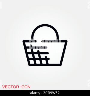 Basket icon, plate with spoon BBQ. Vector sign Stock Vector