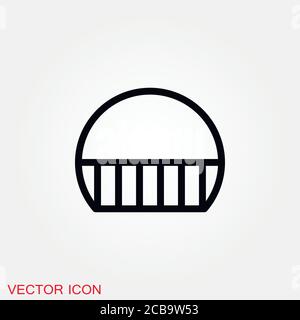 Basket icon, plate with spoon BBQ. Vector sign Stock Vector
