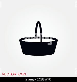 Basket icon, plate with spoon BBQ. Vector sign Stock Vector