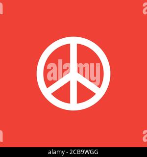 Peace Sign Icon On Red Background. Red Flat Style Vector Illustration. Stock Photo