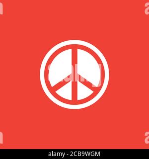 Peace Sign Icon On Red Background. Red Flat Style Vector Illustration. Stock Photo