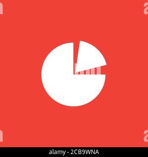 Pie Chart Icon On Red Background. Red Flat Style Vector Illustration. Stock Photo