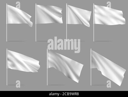 Download White Realistic Flags Mockups Of White Flag Stock Vector Image Art Alamy