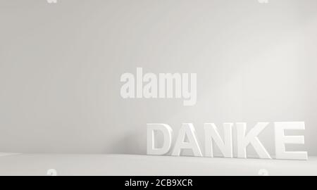 German word 'DANKE' with white letters on a white background Stock Photo