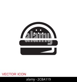 Burger icon, flat design Hamburger web icon. vector illustration Stock Vector