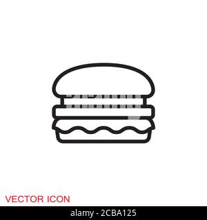 Burger icon, flat design Hamburger web icon. vector illustration Stock Vector
