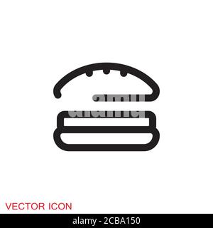Burger icon, flat design Hamburger web icon. vector illustration Stock Vector