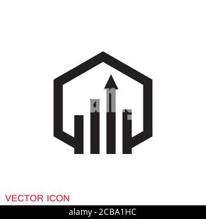 Chart icon vector growing graph icon illustration Stock Vector