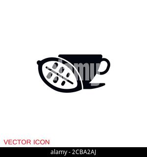 Cocoa icon, chocolate with marshmallows symbol sign and button Stock Vector