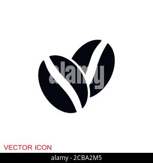 Coffee bean icon. Hot roast pink strawberry coffee bean Stock Vector