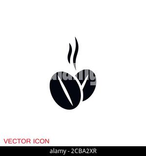 Coffee bean icon. Hot roast pink strawberry coffee bean Stock Vector