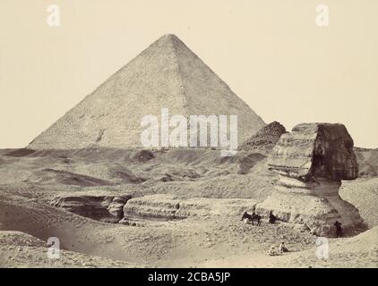 The Sphynx and Great Pyramid, Geezeh, 1857. Stock Photo