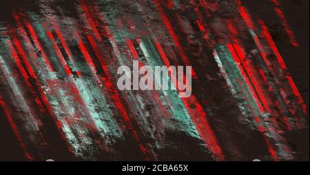 Dark moody distorted abstract glitch background banner texture of random diagonal magenta streaks blended with pixelated black and red in panorama for Stock Photo