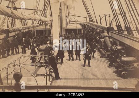 Deck of U.S. Ship Vermont, ca. 1863. Stock Photo