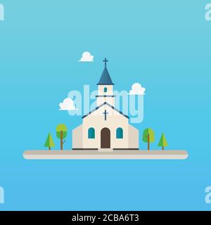 Flat Style Church icon in grey and blue color. 27682230 Vector Art