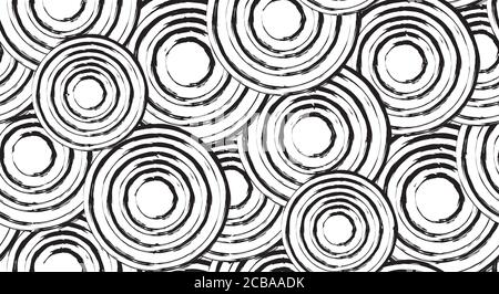Seamless black and white texture with grunge circles. Vector background for websites, brochures, scrapbooking, and for your creativity Stock Vector