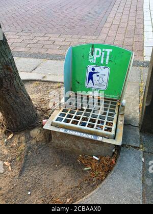 ash-tray for cigarette ends on the ground, Netherlands, Noordwijk aan Zee Stock Photo