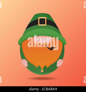 Illustration of Leprechaun with a pipe on St. Patrick's Day. Vector element for your creativity Stock Vector