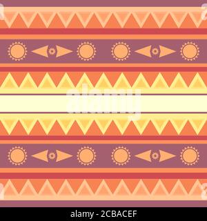 Seamless geometric ethnic texture with sun for your design Stock Vector