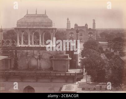 Akbar's Tomb and Gardens, Sikandra, India, 1860s-70s. Stock Photo