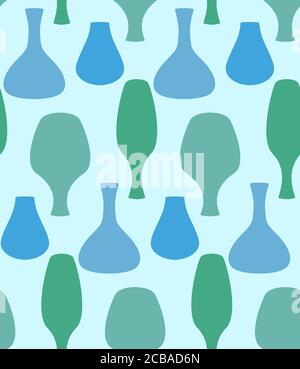 Seamless texture with jugs and vases for your creativity Stock Vector