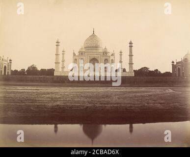 View of the Taj Mahal from the Jamuna, Agra, 1860s-70s. Stock Photo