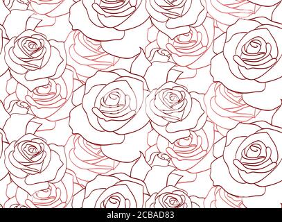 Seamless texture with contour of roses for your creativity Stock Vector
