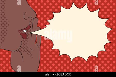 Pop Art illustration of a girl screaming with speech bubble for your creativity Stock Vector