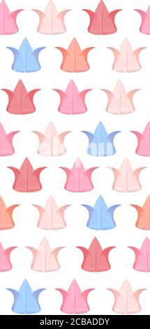 Seamless texture with delicate tulips paper origami for your creativity Stock Vector