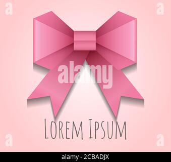 Vector illustration of pink paper origami bow for your design Stock Vector