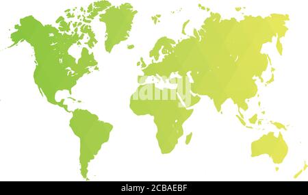 Map of World. Green low poly gradient of rhombus shapes. Modern vector polygonal design. Stock Vector