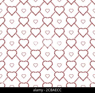 Seamless texture with a grid of hearts and flowers for your creativity Stock Vector