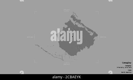 Camaguey, province of Cuba. Bilevel elevation map with lakes and rivers ...