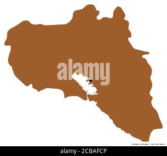 Shape of Cienfuegos, province of Cuba, with its capital isolated on white background. Composition of patterned textures. 3D rendering Stock Photo