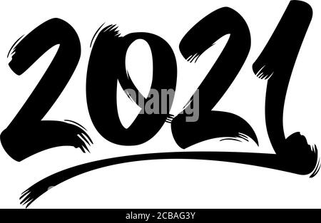 Brush stroke text illustration for 2021 new year greeting card Stock Vector