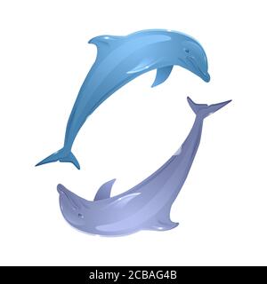 Vector couple of playing dolphins for your creativity Stock Vector